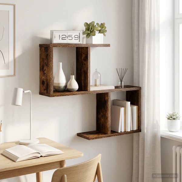 vidaXL Stenná polica Dymový dub 60 x 12 x 50,5 cm Kompozitné drevo