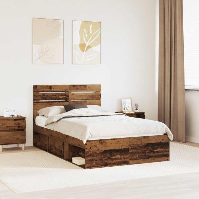 vidaXL Rám postele Staré drevo 120 x 200 cm Masívne borovicové drevo