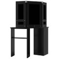 vidaXL Rohový toaletný stolík s LED čierny 111x54x141,5 cm