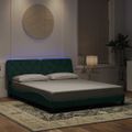vidaXL Rám postele s LED bez matraca tmavozelený 160x200 cm zamat