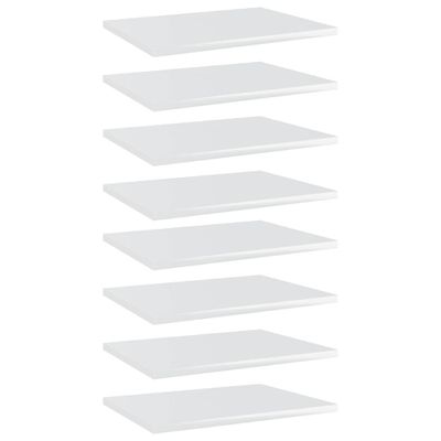 vidaXL Prídavné police 8 ks, lesklé biele 40x30x1,5 cm, drevotrieska