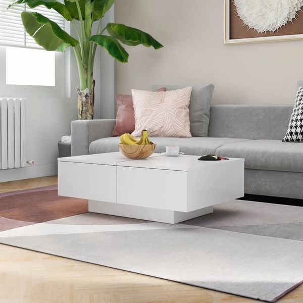 vidaXL Konferenčný stolík, biely 90x60x31 cm, kompozitné drevo