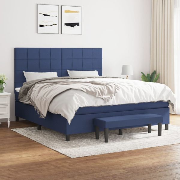 vidaXL Posteľný rám boxspring s matracom modrý 180x200 cm látka
