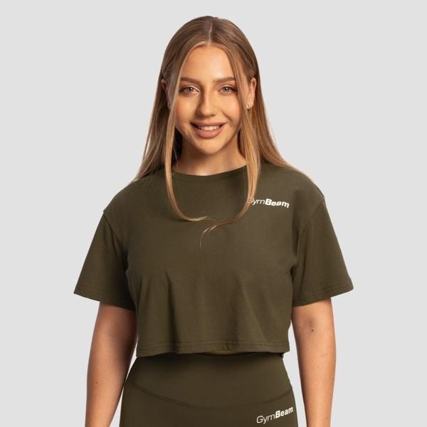 Dámske tričko Cropped Limitless Espresso - GymBeam, veľkosť M