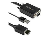 Podporuje široké displeje (VGA2HDMM2M) - Adaptérový kábel - USB, HD-15 (VGA) so zástrčkami (samec) do HDMI so zástrčkami (samec) - 2 m - čierna - aktívny, podpora 1080p, USB napájanie + audio