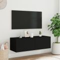 vidaXL TV nástenná skrinka s LED svetlami čierna 100x35x31 cm