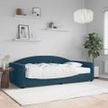 vidaXL Denná posteľ s matracom modrá 100x200 cm zamat