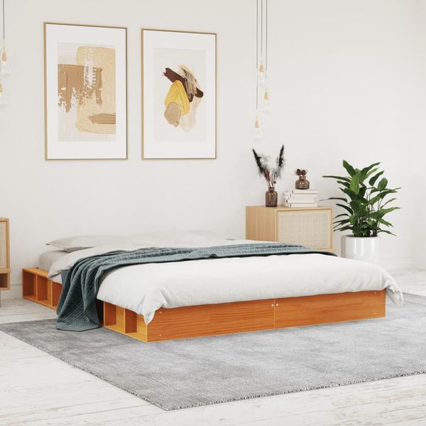 vidaXL Posteľ bez matraca voskový 150x200 cm masívna borovica
