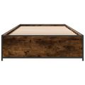 vidaXL Posteľný rám dymový dub 75x190 cm kompozitné drevo a kov
