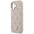 Puzdro Guess Case Magsafe 4G PU Kožené s trojuholníkovým logom a zlatým kovovým rámom fotoaparátu pre iPhone 17 Ružová