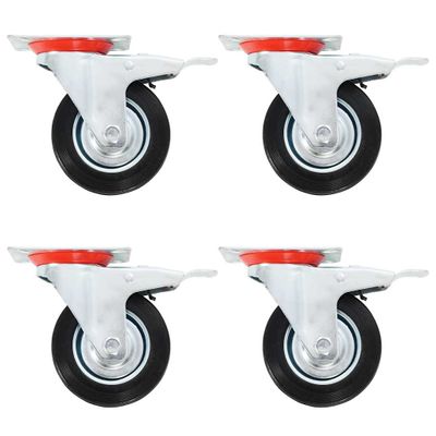 vidaXL Otočné kolieska s dvojitou brzdou 4 ks 100 mm