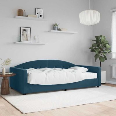 vidaXL Denná posteľ s matracom modrá 100x200 cm zamat