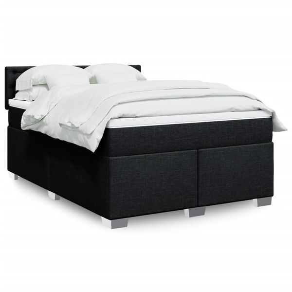 vidaXL Posteľný rám boxspring s matracom čierny 140x200 cm látka