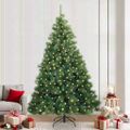 vidaXL Umelý vianočný stromček s 300 LED-i Zelená 240 cm PE a PVC