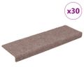 vidaXL Schodové rohože, samolepiace, 30 ks, 65x21x4 cm, svetlohnedé, s obdĺžnikovým okrajom