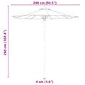 vidaXL Záhradný slnečník Ø 240 x 260 cm Bambus Okrúhly Tmavosivá