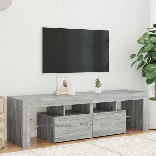 vidaXL TV skrinka s LED svetlami sivá sonoma 140 x 36,5 x 40 cm