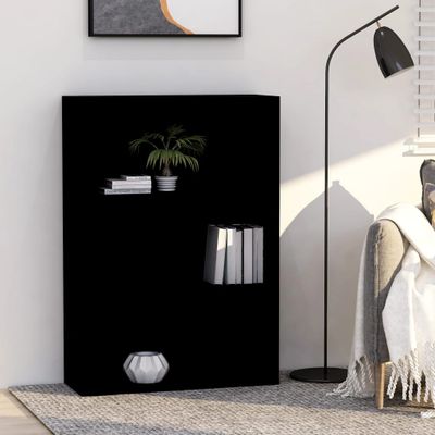 vidaXL Knižnica s 3 policami, čierna 80x30x114 cm, drevotrieska