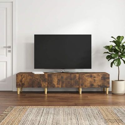 vidaXL TV skrinka Dymový dub 147 x 34,5 x 30 cm Kompozitné drevo