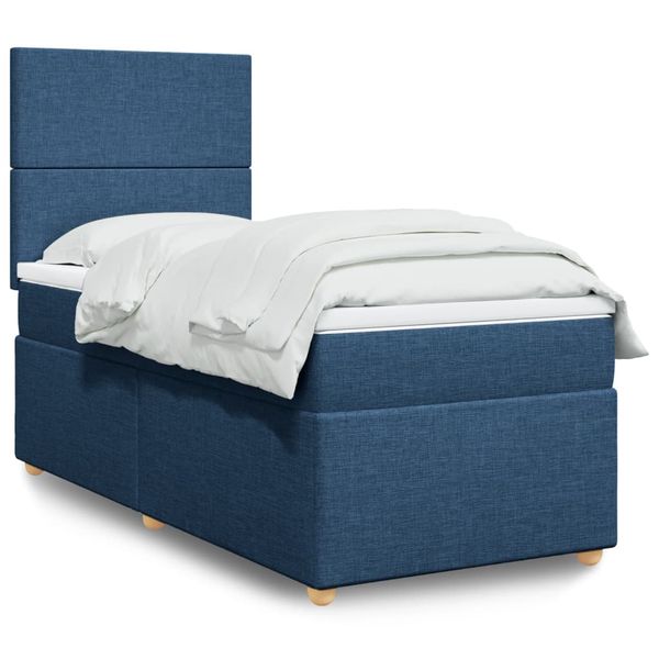 vidaXL Boxspring posteľ s matracom modrá 100x200 cm látka
