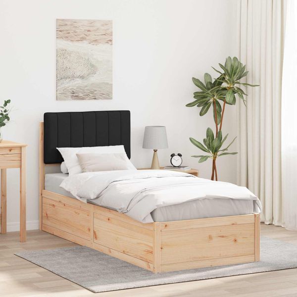 vidaXL Rám postele s čalúneným čelom Čierna 75 x 190 cm