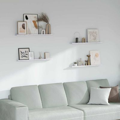 vidaXL Stenná polica 4 pcs Biely mramor 80 x 9 x 3 cm Kompozitné drevo