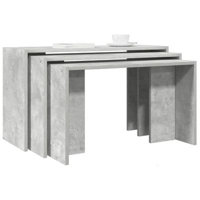 vidaXL Zasúvacie stolíky 3 ks betonové sivé spracované drevo