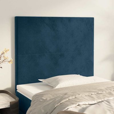 vidaXL Čelo postele tmavomodré 100x5x118/128 cm zamatové