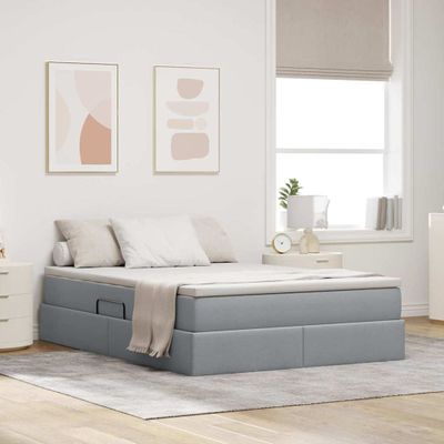 vidaXL Postel s úložným prostorem a matrací Svetlosivá 140 x 190 cm