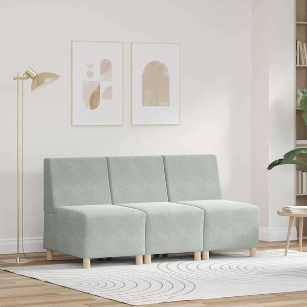 vidaXL Bezrúčková modulárna sofa jednotka 3 pcs Svetlosivá
