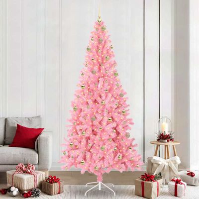 vidaXL Vianočný stromček Ružová 240 cm PVC