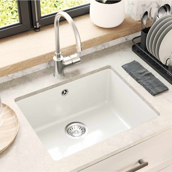 vidaXL Drez Biela 530 x 460 mm 80% Kvárc a 20% Živica