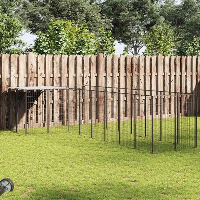 vidaXL Koterec pre psy čierny 6,05 m² oceľ