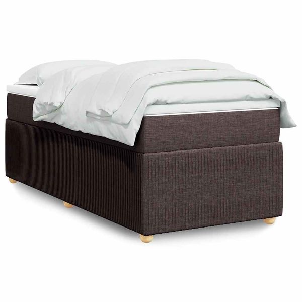 vidaXL Posteľný rám boxsping s matracom hnedý 90x200 cm látka