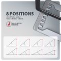 AXAGON STND-LAG hliníkový stojan na notebook 10"-17.3" nastavitelná výška, šedý Stojan, notebooky 10"–17.3", 8 poloh, výška 91–150 mm, hliník, protiskluzový, nosnost 20 kg, šedý