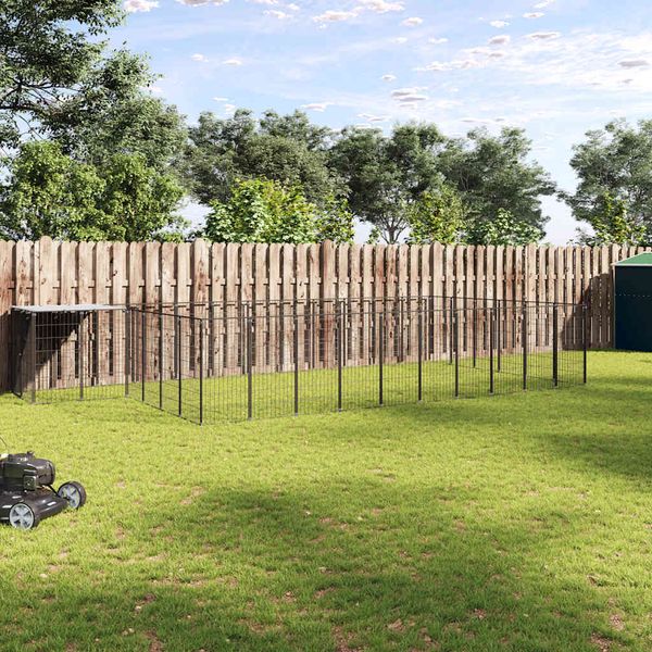vidaXL Koterec pre psy čierny 19,36 m² oceľ