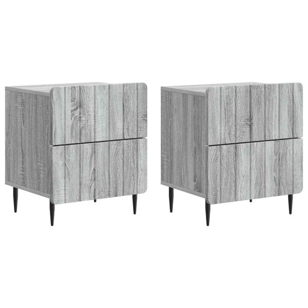 vidaXL Nočný stolík so zásuvkou 2 pcs Sivá sonoma 43 x 34,5 x 49,5 cm