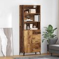 vidaXL Highboard Staré drevo 69,5 x 34 x 180 cm Kompozitné drevo