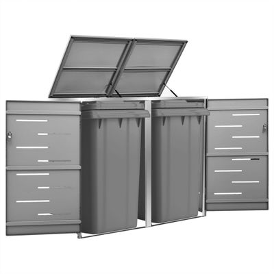 vidaXL Ohrada na 2 odpadkové koše 138x77,5x112,5 cm nehrdzavejúca oceľ