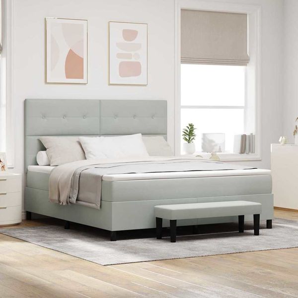 vidaXL Posteľ s pružinovým rámom Svetlosivá 200 x 180 cm Zamat