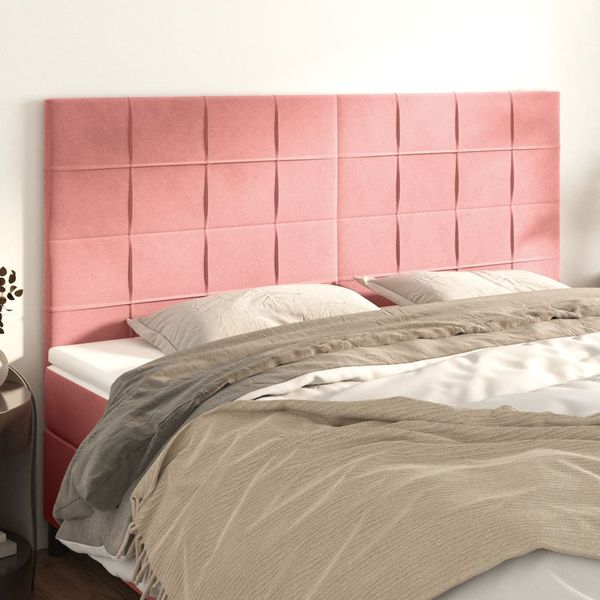 vidaXL Čelo postele ružové 180x5x118/128 cm zamatové