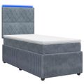 vidaXL LED boxspring posteľ s matracom Tmavosivá 90 x 200 cm Zamat