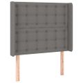 vidaXL Čelo postele s LED tmavosivé 103x16x118/128 cm látka