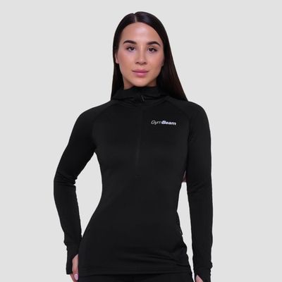 Dámska bežecká mikina 1/2 Zip Pulse Black - GymBeam, veľkosť S, veľkosť oblečenia S