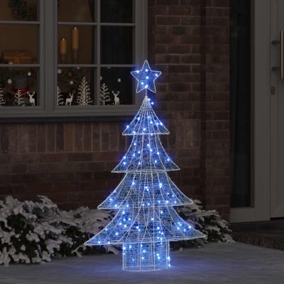 vidaXL Vianočný stromček s 100 LED-i Modrá 120 cm Akryl