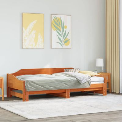 vidaXL Vysúvacia denná posteľ voskovohnedá 80x200 cm masívna borovica