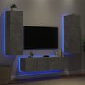vidaXL 6-dielne TV nástenné skrinky s LED betónovo sivé kompozit.drevo