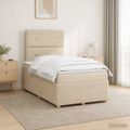 vidaXL LED boxspring posteľ s matracom Krémová 120 x 200 cm Látka