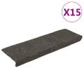 vidaXL Schodové rohože, samolepiace, 15 ks, 65x21x4 cm, antracitové, s obdĺžnikovým okrajom