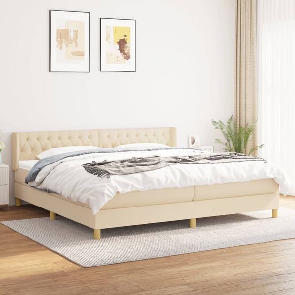 vidaXL Boxspring posteľ s matracom krémová 200x200 cm látka
